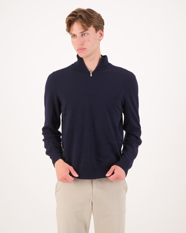Kaschmirpullover mit Zipper-Kragen Marine