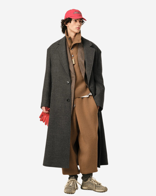 Long Single Breasted Wool Coat Grijs
