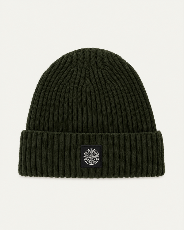 N100007 Ribbing in Pure RWS Wool Beanie Military Green