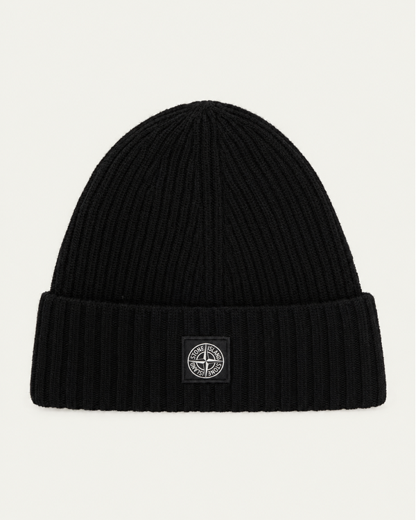 N100003 Ribbed Wool Cashmere Beanie Zwart