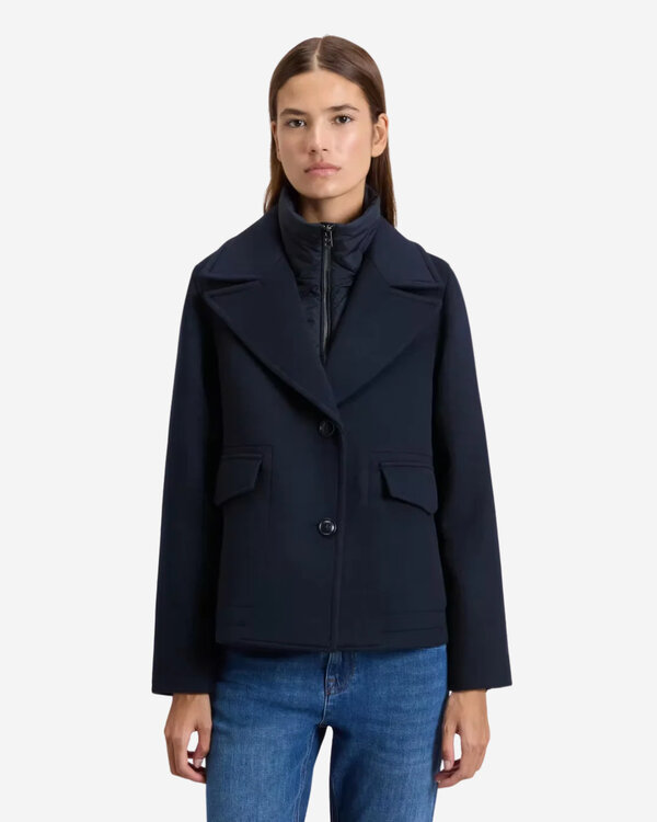 Melton Wool 2in1 Peacoat Jas Marine