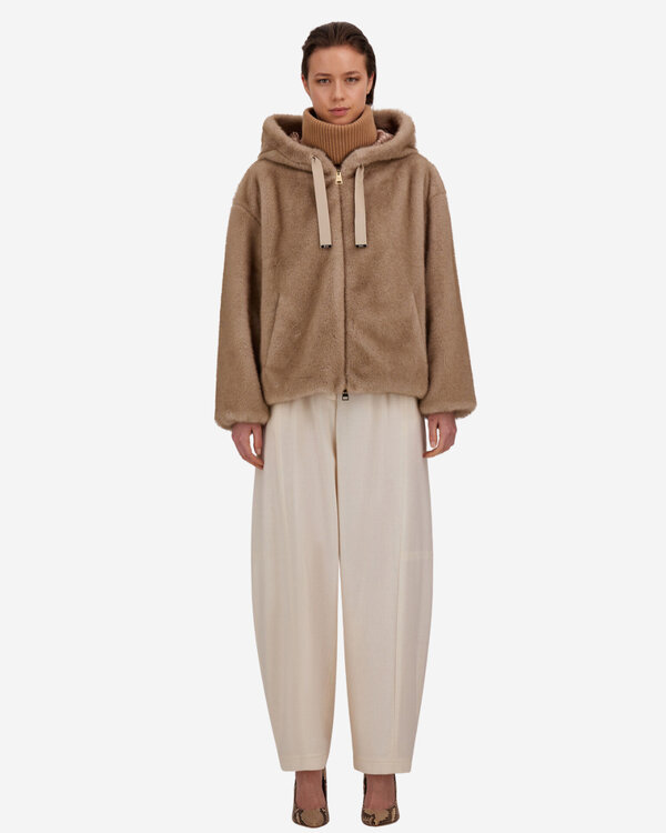 Bomber Jacket Alternative Mink Fur Creme