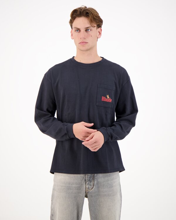 American Spirit Long Sleeve Pocket T-Shirt Zwart