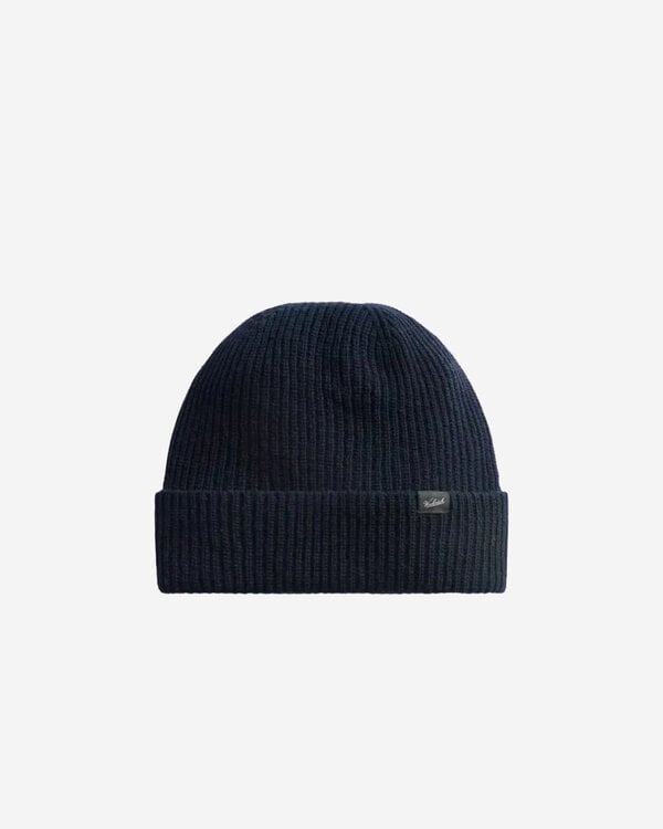 Knitted Ribbed Beanie Blau