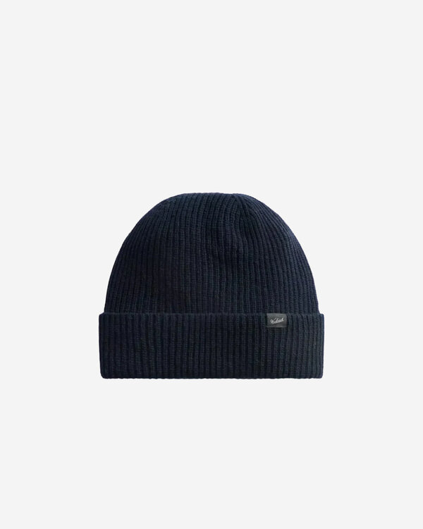 Knitted Ribbed Beanie Blauw