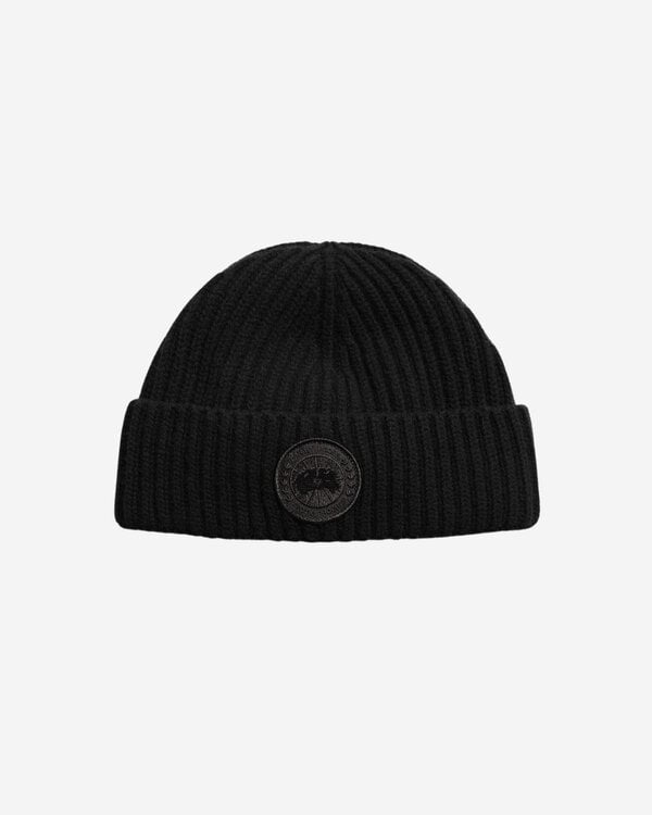 Cashmere Blend Rib Toque Muts Zwart