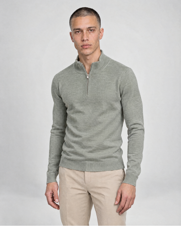 Knitwear Mock Zip Trui Licht Groen