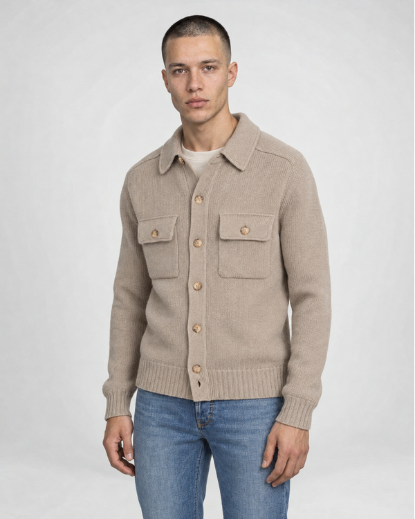Gesteppte Strickweste Taupe