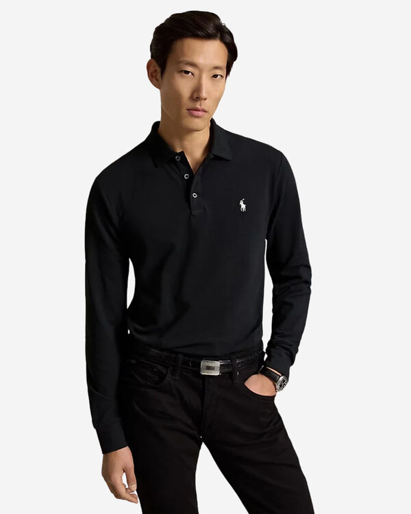 Long Sleeve Polo Shirt Zwart