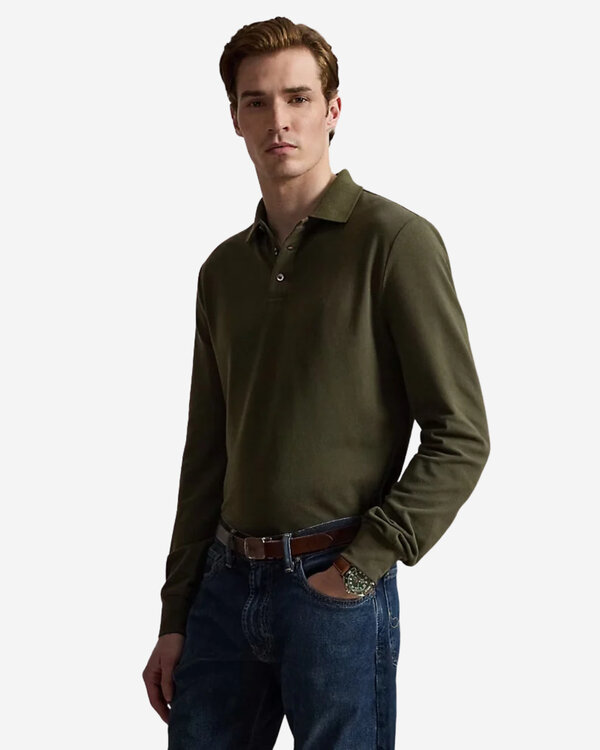 Long Sleeve Polo Shirt Olive