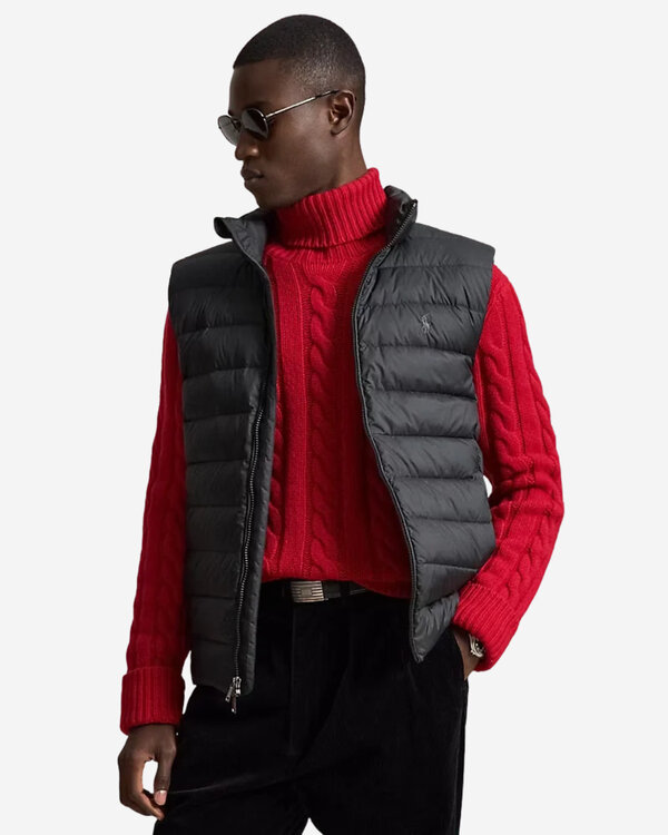 Woven Puffer Vest Zwart