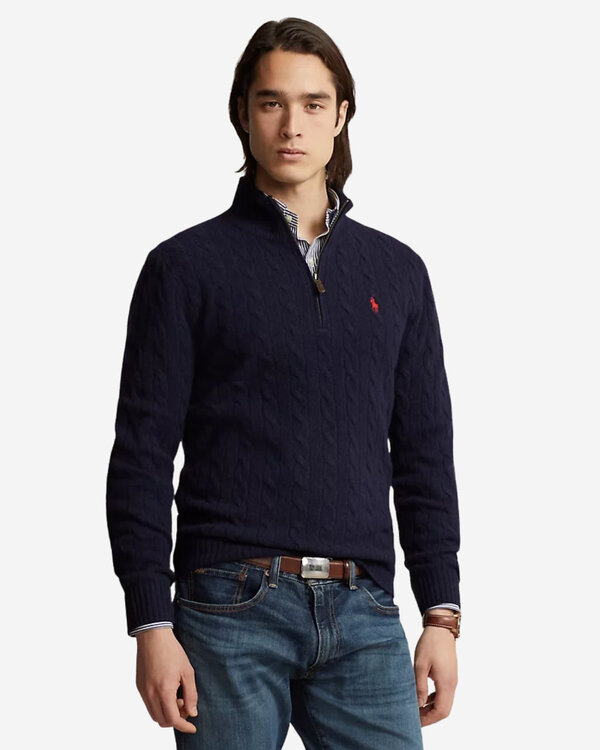 Lange Mouwen Half Zip Marine