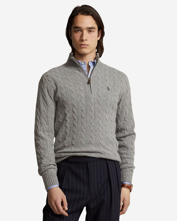 Lange Mouwen Half Zip Grijs