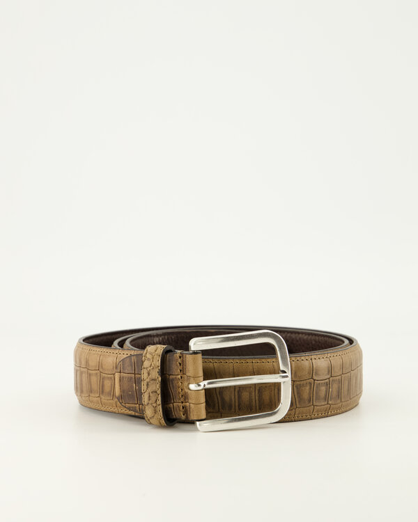 Croco Leather Belt Beige