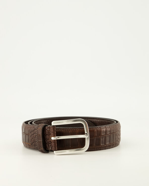 Croco Leather Belt Brown