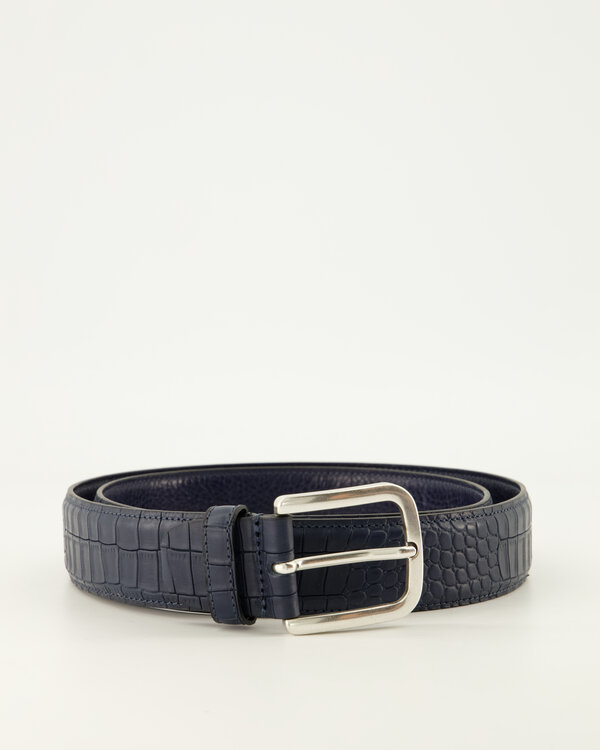 Croco Leather Belt Navy