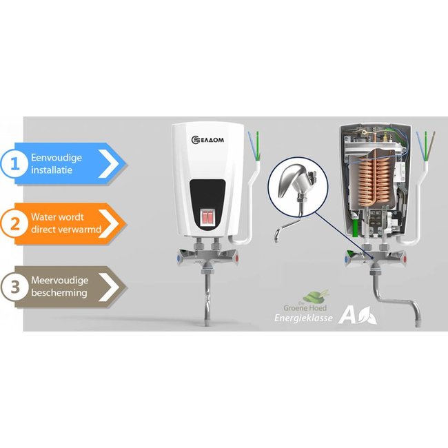 ELDOM Favourite Doorstroomverwarmer met mengkraan 3,5 kW