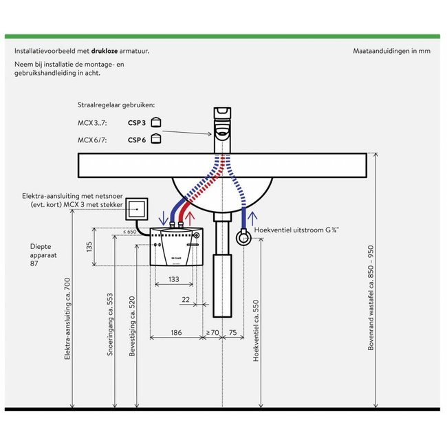 Clage Elektronisch geregelde kleine doorstromer 3,5 kW  met 3 temperatuurinstellingen