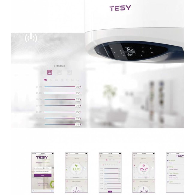 Tesy Verticale elektrische smart boiler 150L, Modeco Cloud 2.4kW