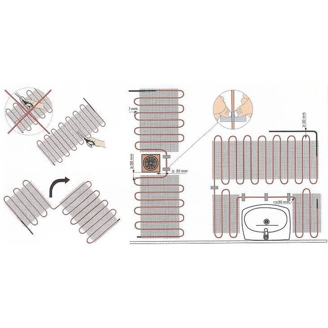 Quality heating Complete 150 Watt mat set inclusief eenvoudige draai thermostaat