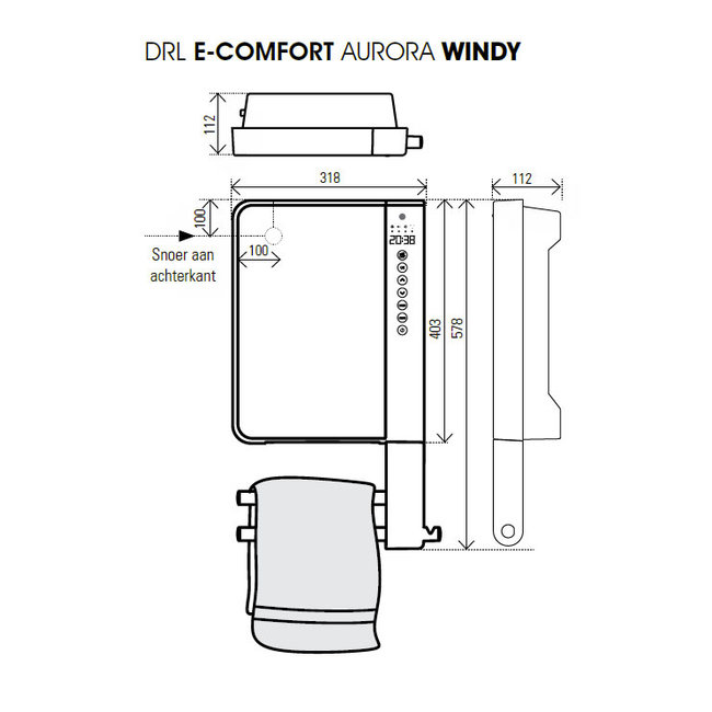 DRL products Aurora Windy Visio Badkamerverwarming  met spiegel