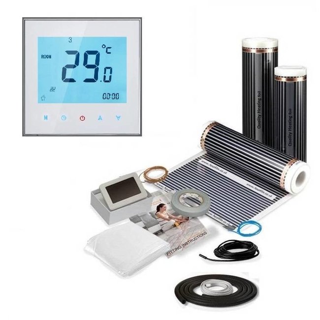 Quality heating E-vloerverwarming folie set voor parket en laminaat, inc. touch screen thermostaat