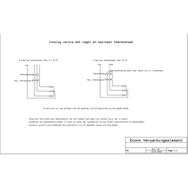 Doorstroomverwarmer G2 geschikt voor CV toepassingen (3, 6 of 9 kW)