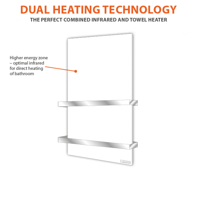 Herschel Select XLS Thermisch glazen infrarood paneel met handdoekdroger (500 of 700 Watt)