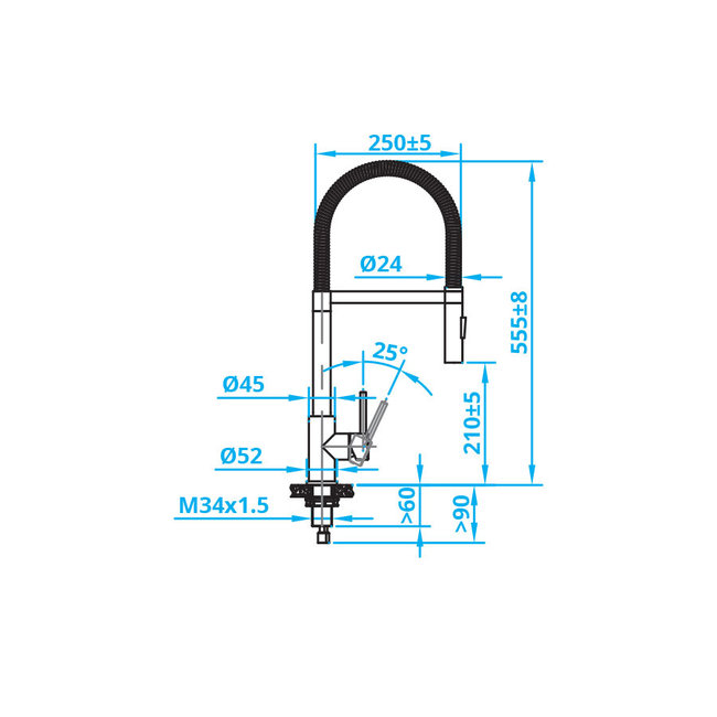 Caressi ECO Eénhendel mengkraan met sproeifunctie RVS  (CA103I)