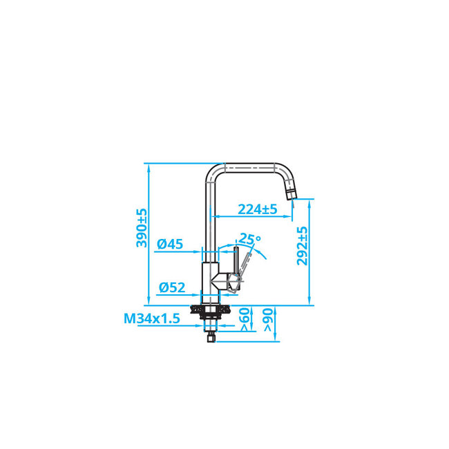 Caressi ECO Eénhendel mengkraan RVS  (CA106I)