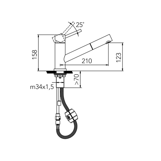 Caressi ECO Eénhendel mengkraan met sproeifunctie RVS  (CA107IUI