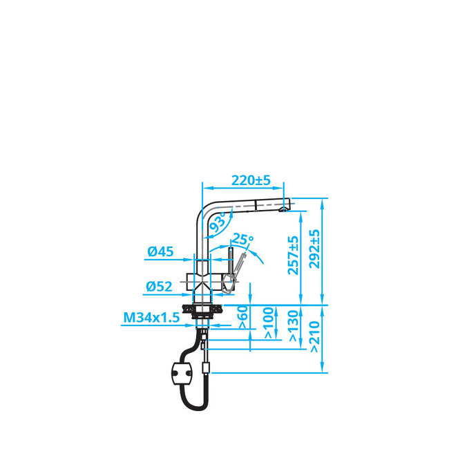 Caressi ECO Eénhendel mengkraan met sproeifunctie RVS  (CA108IU)