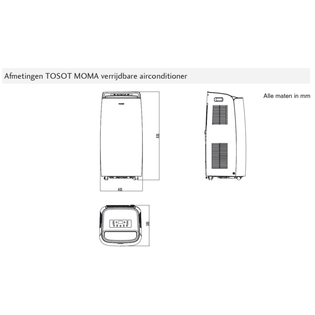 Tosot Mona-20, verrijdbare mobiele airco 3,5 kW