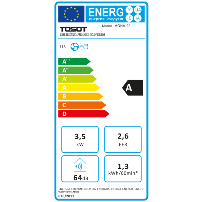 Tosot Mona-20, verrijdbare mobiele airco 3,5 kW