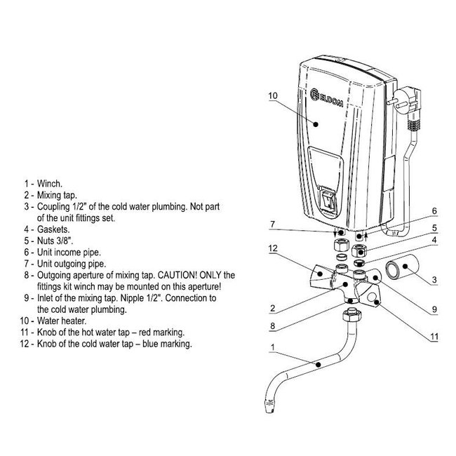 ELDOM Favourite Doorstroomverwarmer met mengkraan 3,5 kW
