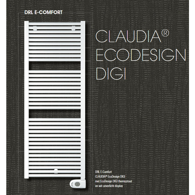 DRL products Claudia Ecodesign digitaal, elektrische handdoekradiator 900 Watt, 1411 x 500mm