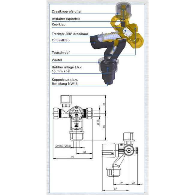Duco Inlaatcombinatie 6 bar, 15 x 15 MM