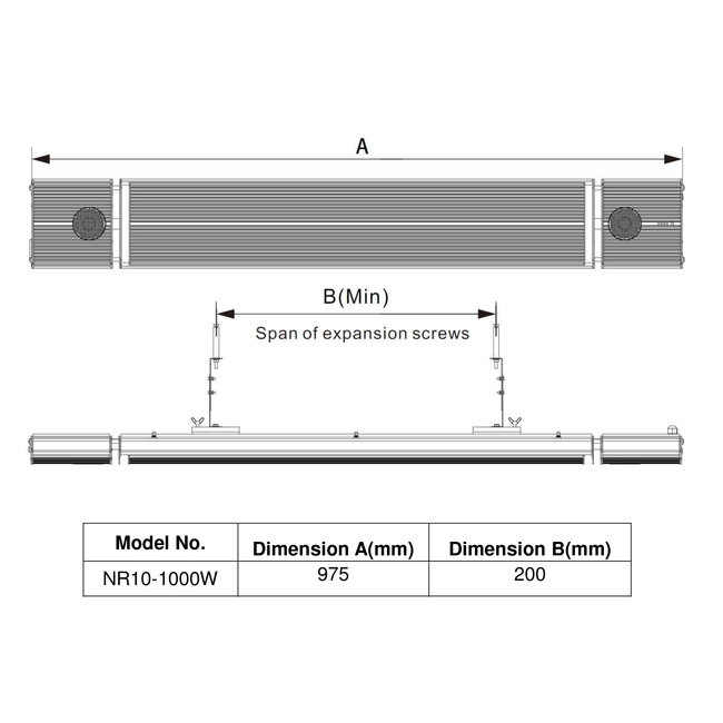 Infrarood black heater, 1000 W met speakers
