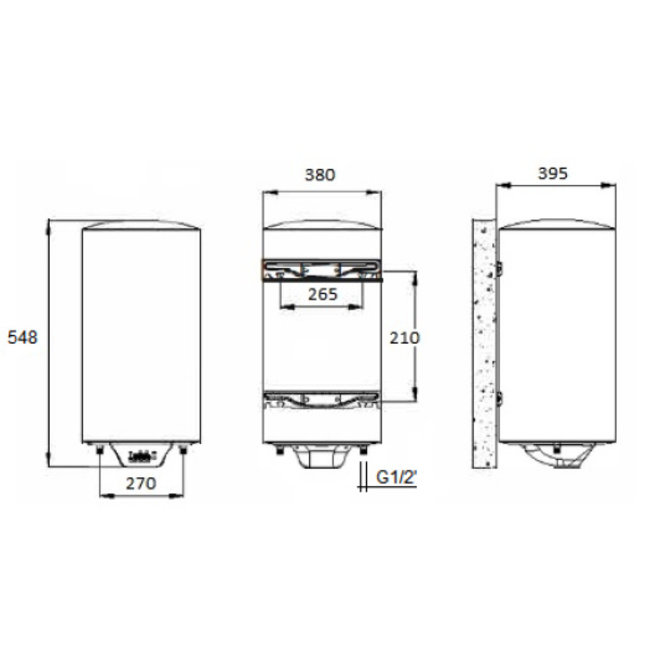 DAT Aparici Verticale elektrische anti kalk boiler 30 liter