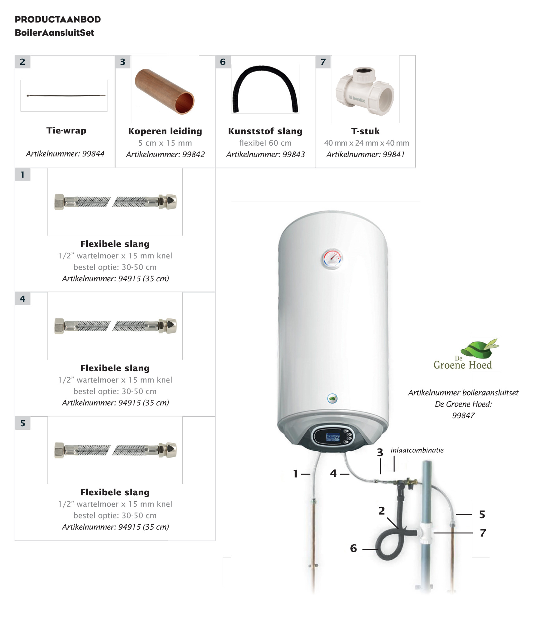 Plieger boiler aansluitset 12mm t.b.v. Plieger & Inventum boilers