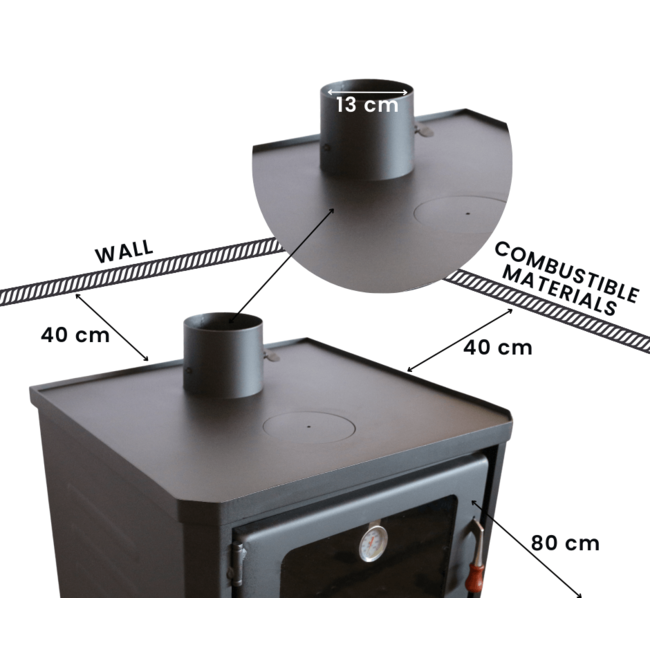 Prity Vrijstaande houtkachel met oven FG - 14 kW