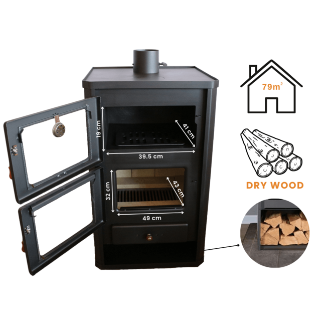 Prity Vrijstaande houtkachel met oven FG - 14 kW