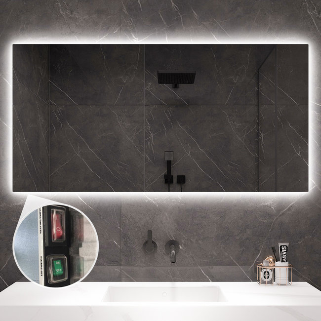 Quality heating Spiegel met led verlichting infrarood verwarming 60X100 580Watt