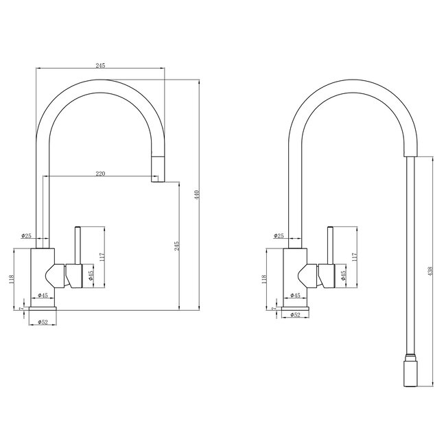 Caressi ECO Eénhendel mengkraan RVS  (CA125I U)
