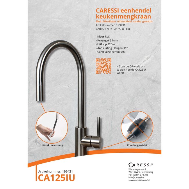 Caressi ECO Eénhendel mengkraan RVS  (CA125I U)