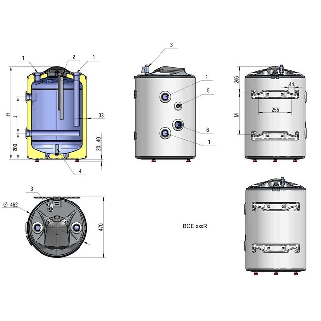 Eldom 60L anti-pendel buffervat voor de warmtepomp