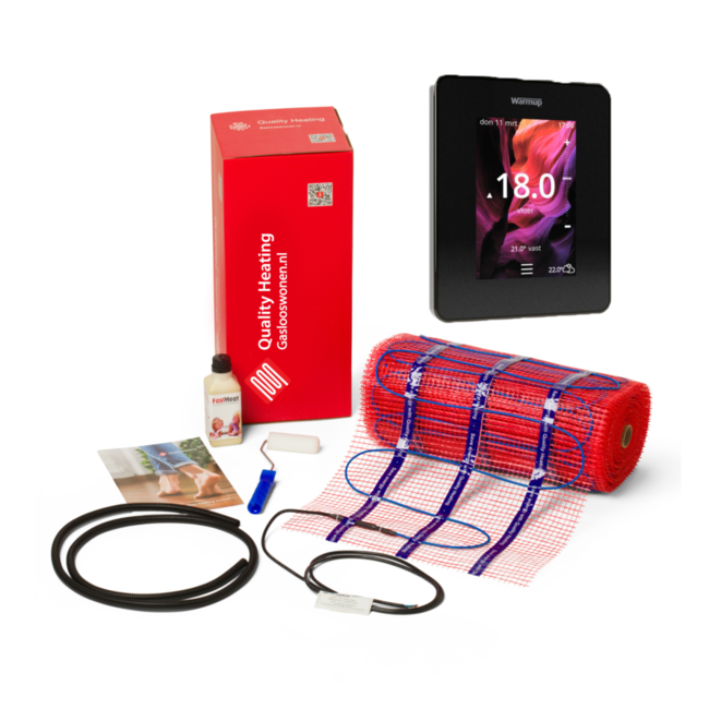 Quality heating Complete 150 Watt mat set inclusief Warmup-6IE geavanceerde wifi thermostaat