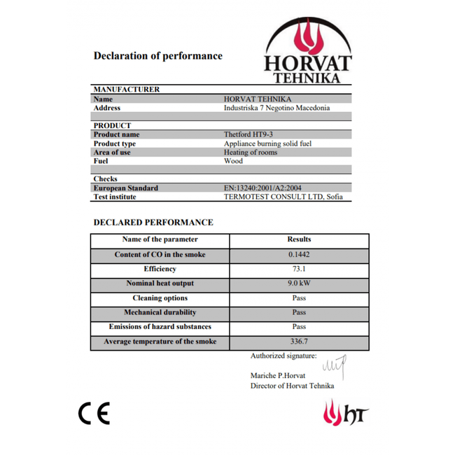 Horvat Thetford Houtkachel HT9-3 Beige, 9 kW met accumulatietegels