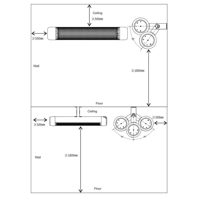Quality heating Infrarood terrasheater ruby low glare 2000Watt Wifi