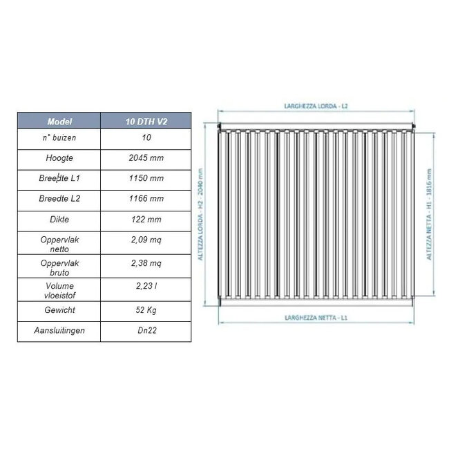 300L Tapwater Calpak zonneboiler  met 10 HR heatpipes